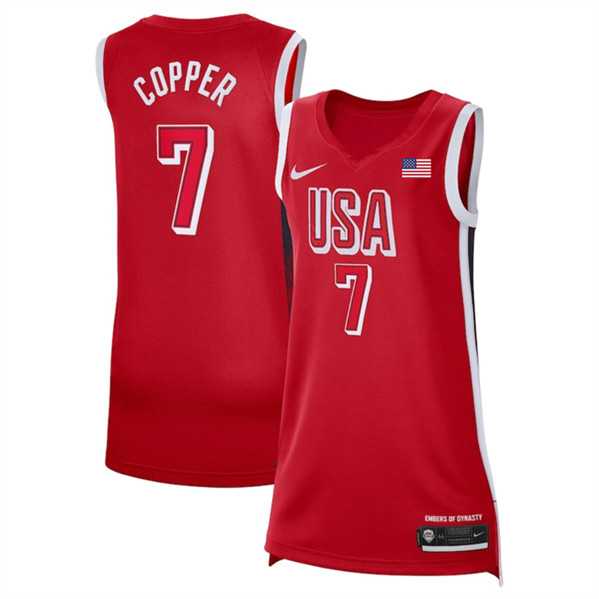 Womens USA Basketball #7 Kahleah Copper Red 2024 Swingman Stitched Jersey